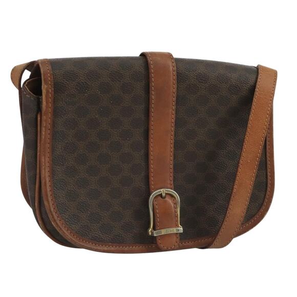 CELINE Macadam Canvas Shoulder Bag Pvc Leather Brown - Picture 1 of 13